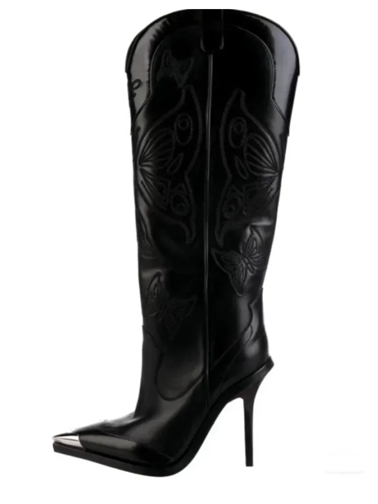 2026 New Fashion Knee Long Pointed Women's Boots Thin High Heel Fashion Show Brand Mid Sleeve Women's Boots