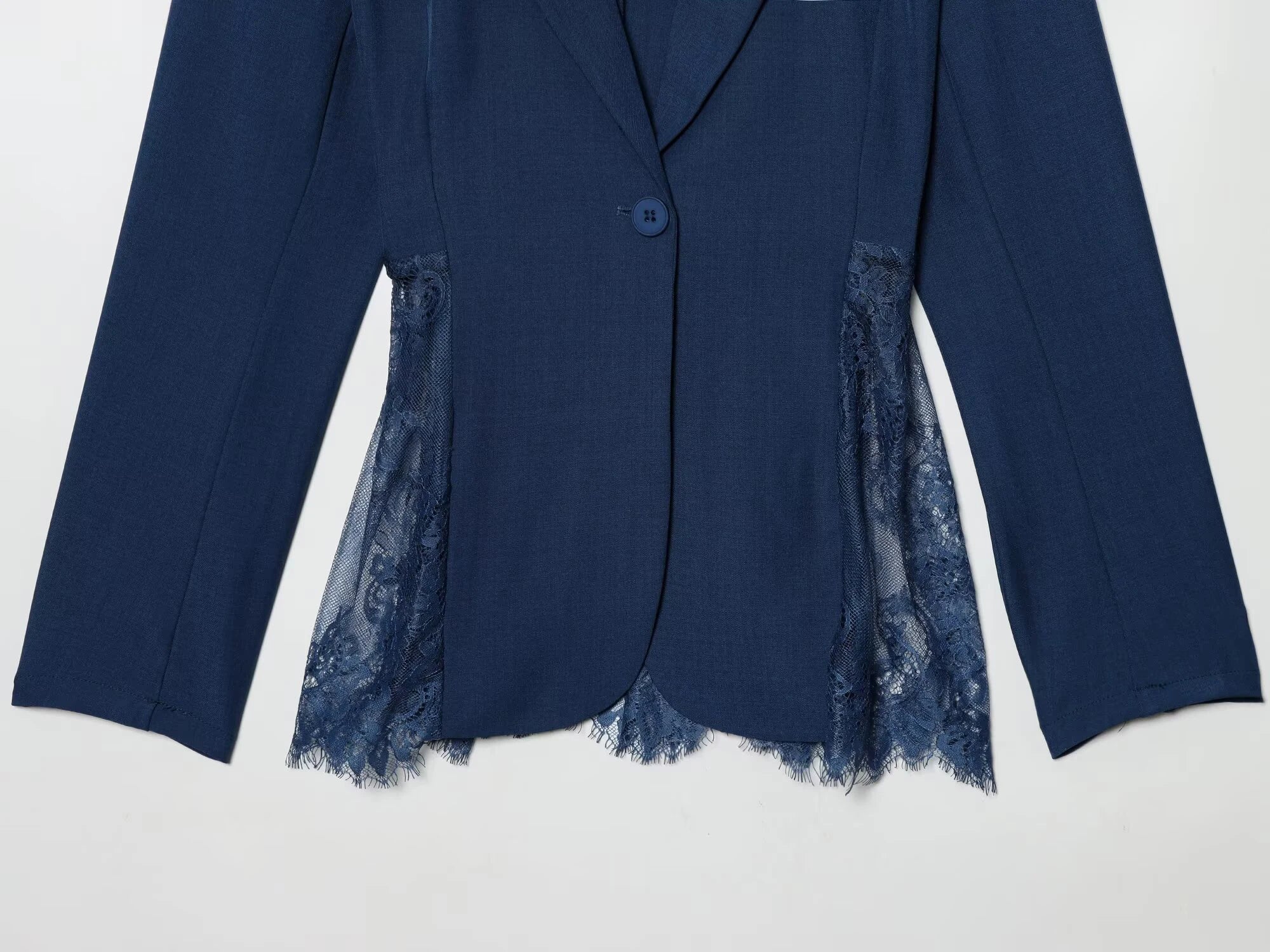 European and American Style Women's Spring New Arrivals Fashion Elegance Trendy Color Block Lace Fit-and-Flare Blazer Coat