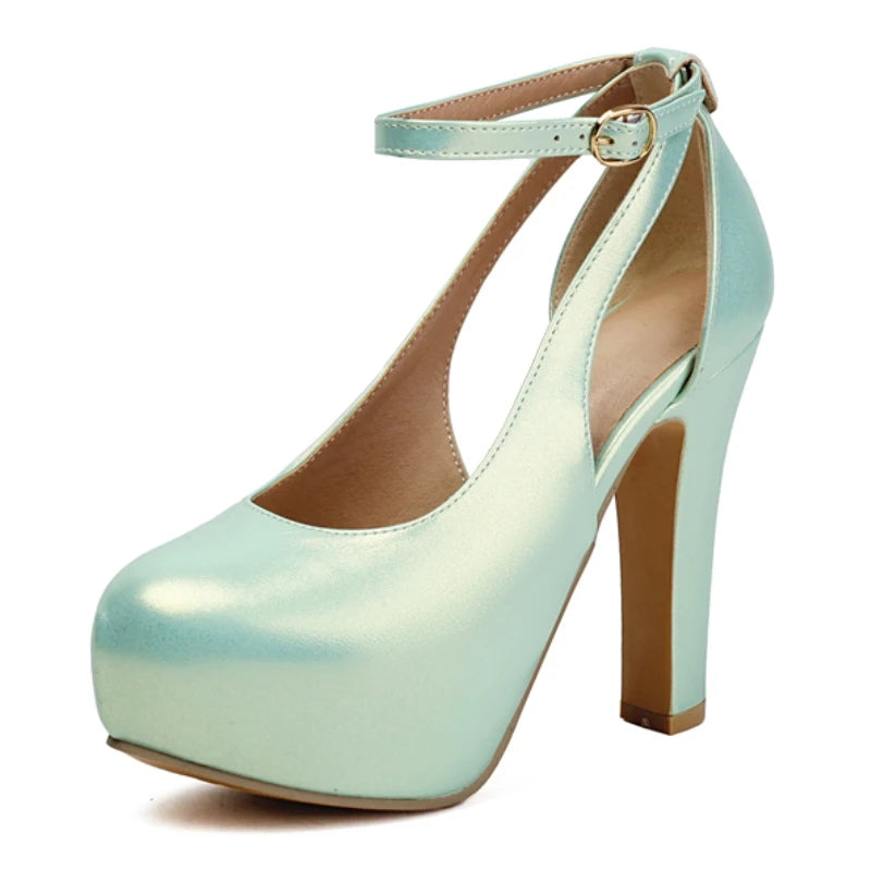 2026 Women's Platform High Heels Pumps Shoes Luxury Pink White Women's Heeled Round