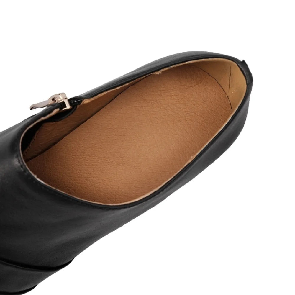 Woman Handmade Genuine Leather Soft and comfortable New Mid Heel Large Dress Shoes Ladies 33-43