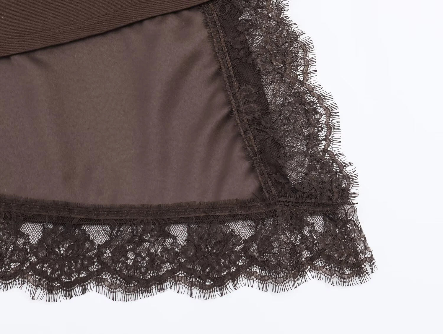 2025 Winter New Women's Cotton Spinning Round Neck Short Sleeve Asymmetric Hemp Splicing Lace Decoration T-shirt