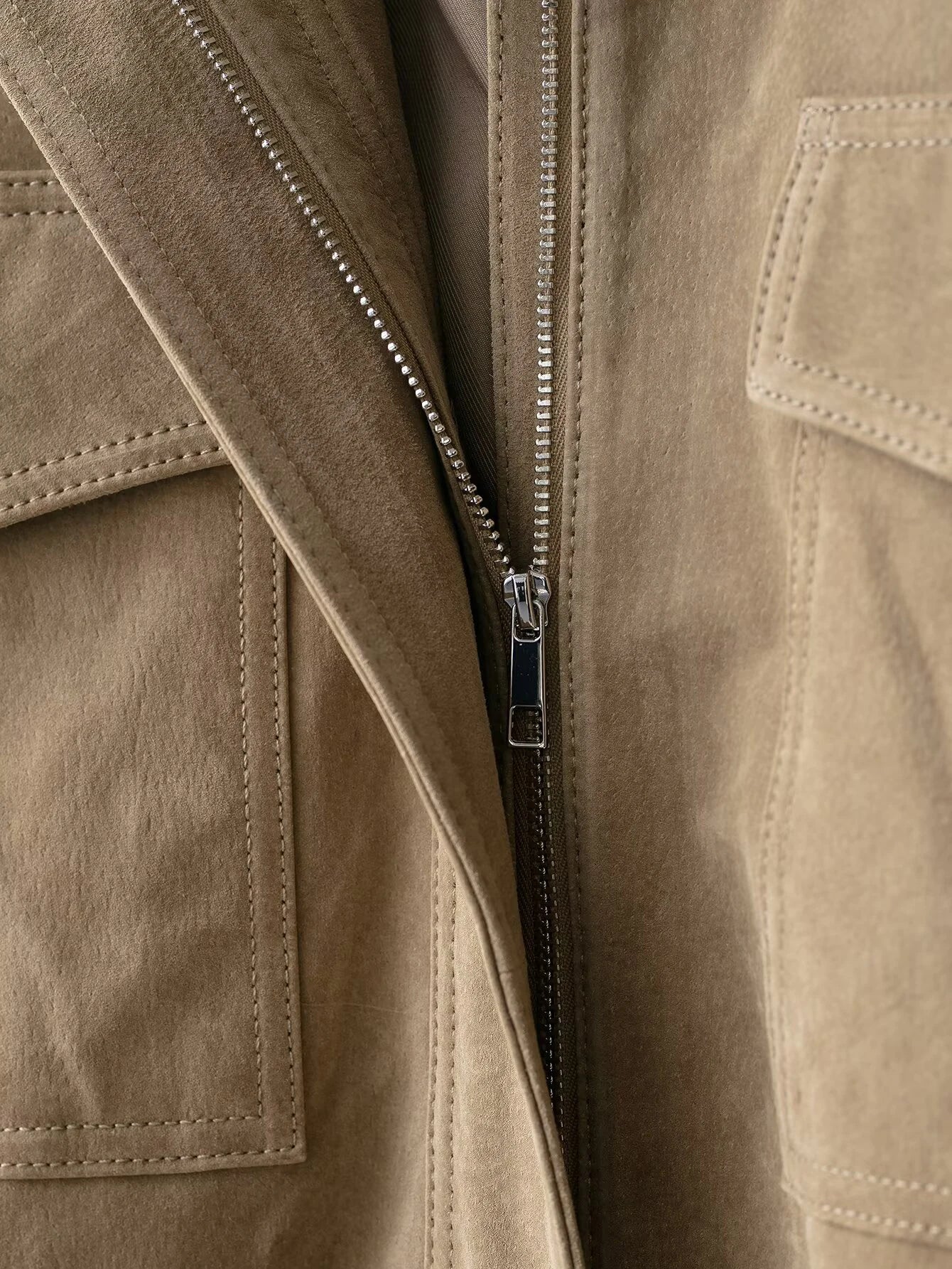 2025 autumn new American standing collar workwear short casual loose suede jacket jacket