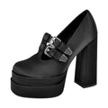 Women Pumps Black Double Platform Chunky High Heel Pumps Big Size Fashion Punk Shoes