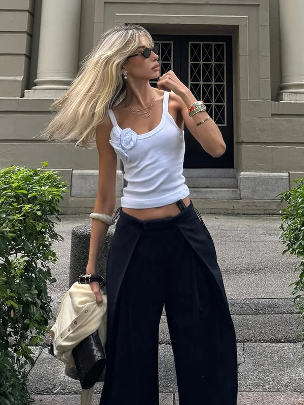 New Arrival Baggy Pleated Long Pants For Women Oversize High Waist Wide Leg Trouser Elegant Office Lady Chic Street Suit Pants