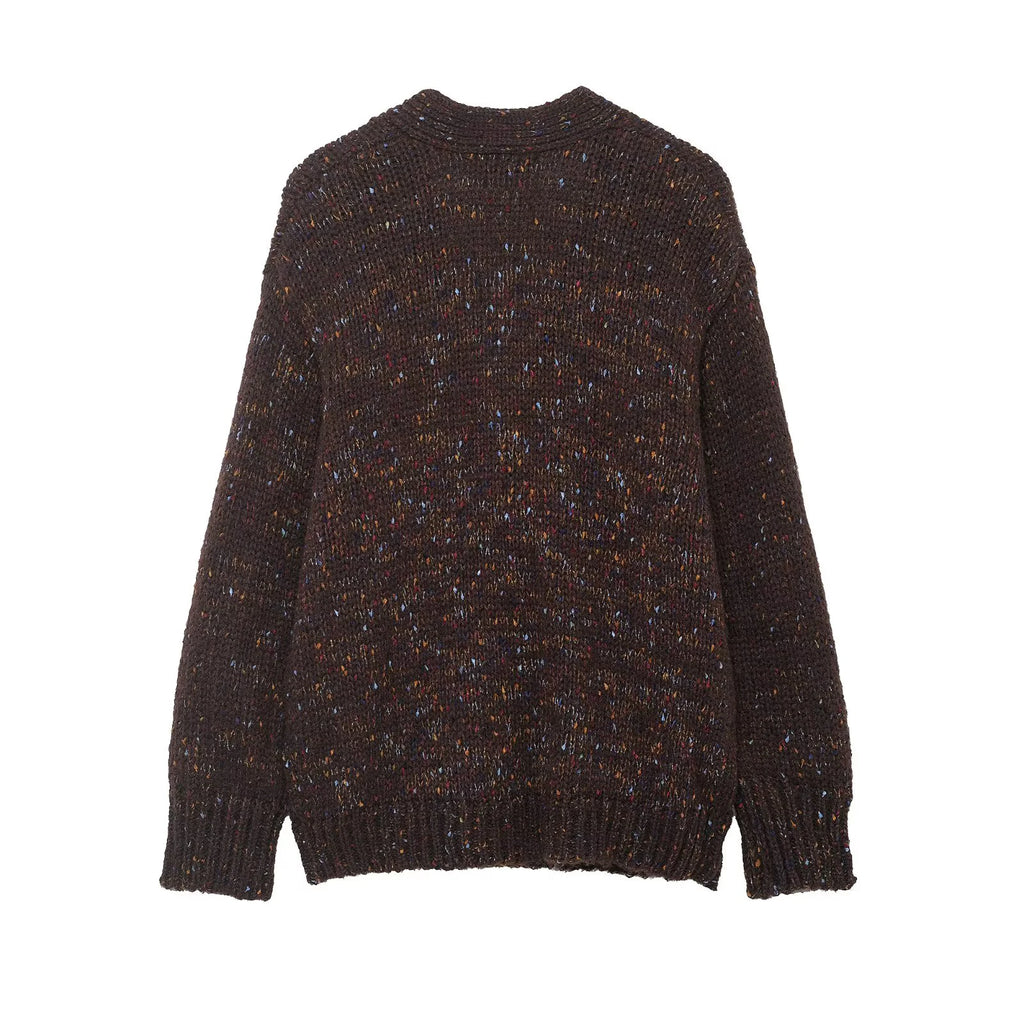 2025 Winter New Sweet and Lazy Style V-neck Long Sleeve Small Dot Knitted Loose cardigan Coat for Women