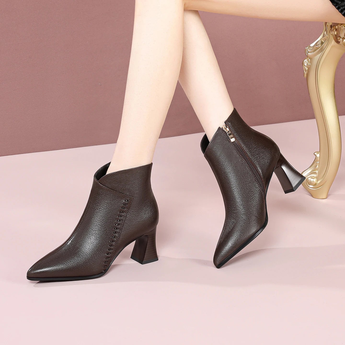 Retro Handmade Genuine Leather Boots Women's Pointed Head Soft Bot Commuter Comfortable Faionable Footwear 33-41