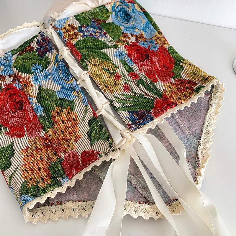 DEAT 2025 Summer New Fashion Embroidered Flowers Strapless Vest For Women Back Bandage Design Tank Tops Female Trendy 11A05382