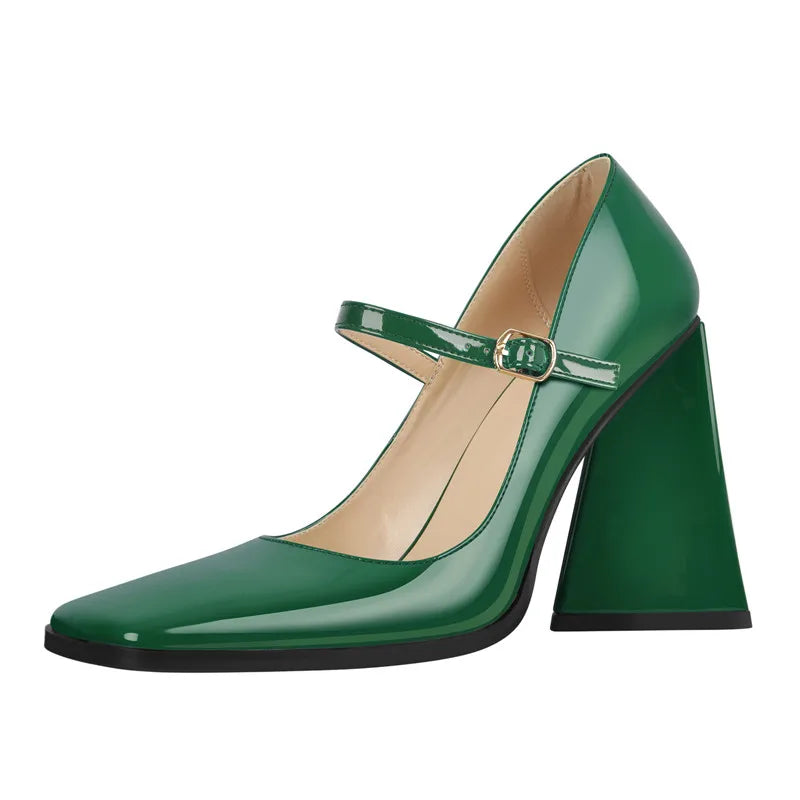 Women Mary Jane Square Toes Chunky Heels  Plus Size Pumps
