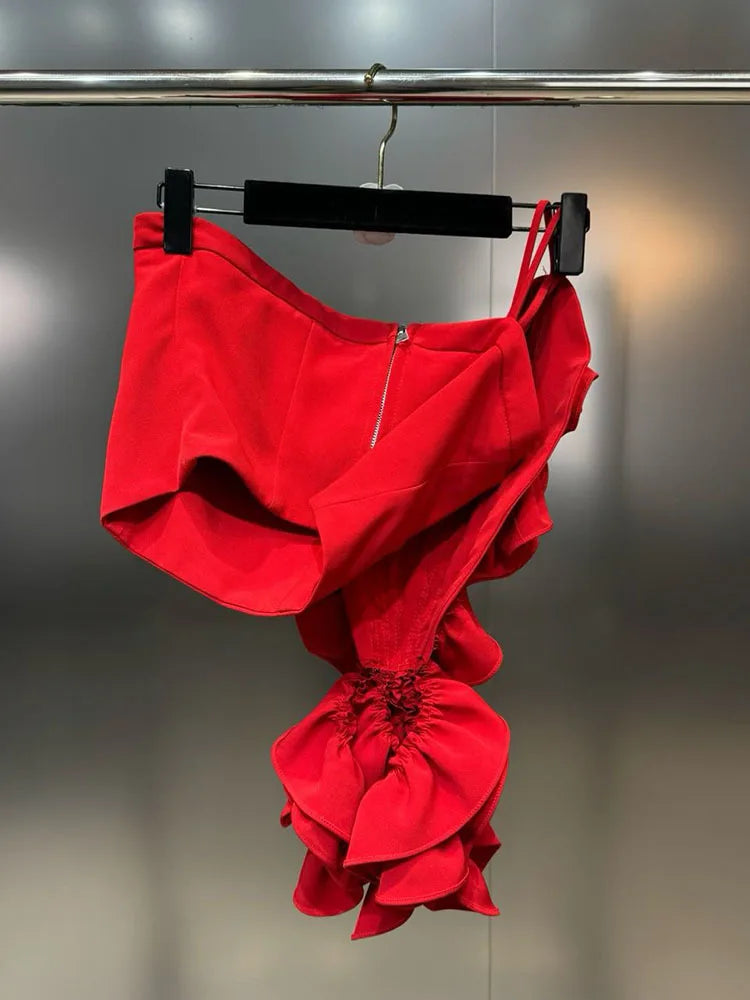 New Items Fashion Women's Wrinkled Edge Sling Vest Trendy Zipper Backless Sleeveless Camisole Female 2025 Spring 11XX8800