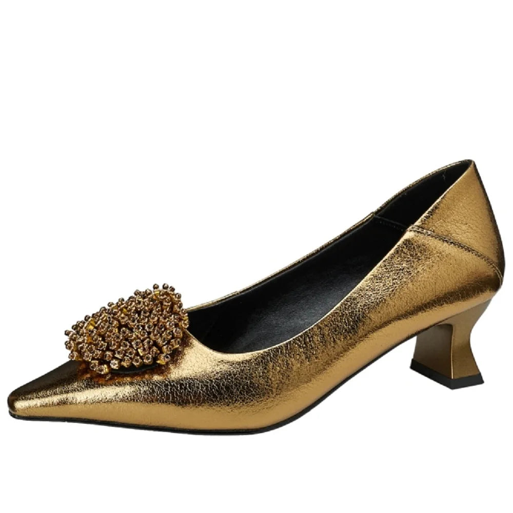 Women's Handmade Genuine Leather Mid Heels Square Toe Soft and comfortable Dress Fashion Women's Shoes