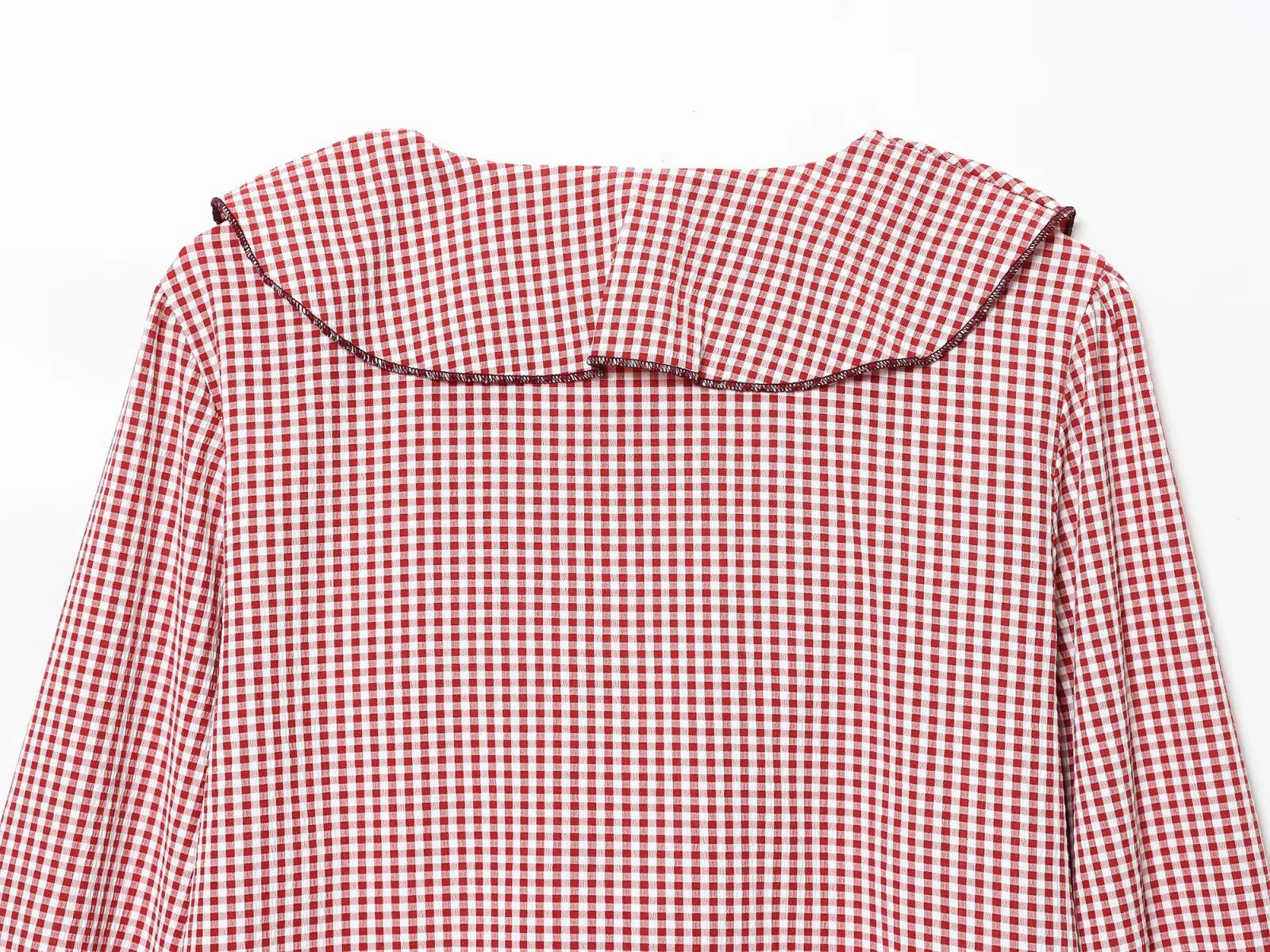 2025 Autumn New Women's Clothing European and American Style Fashion Temperament Small Grid Layered Decorative Shirt