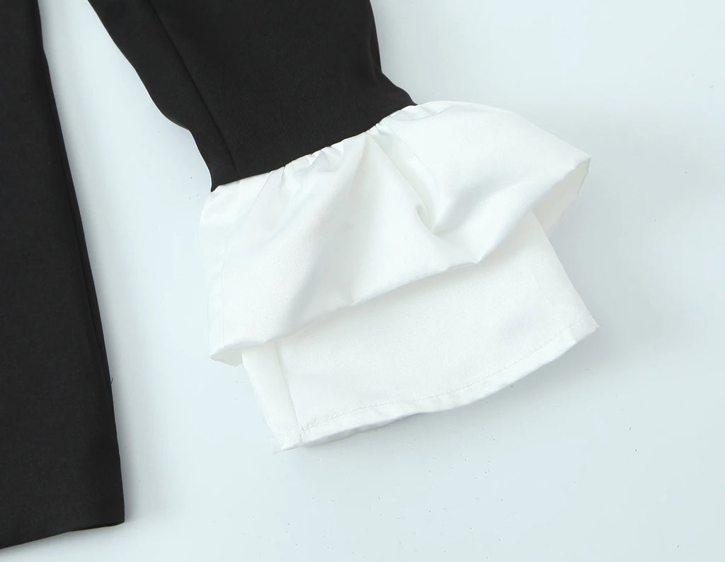 Women's 2026 new spring outfit fashionable and personalized temperament flower bud patchwork cuff suit jacket