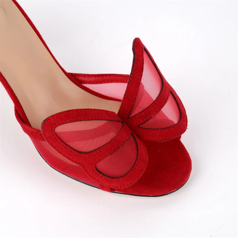 Women Peep Toe  Mules Faux Suede Kitten Heel Slip On Mules Sandals