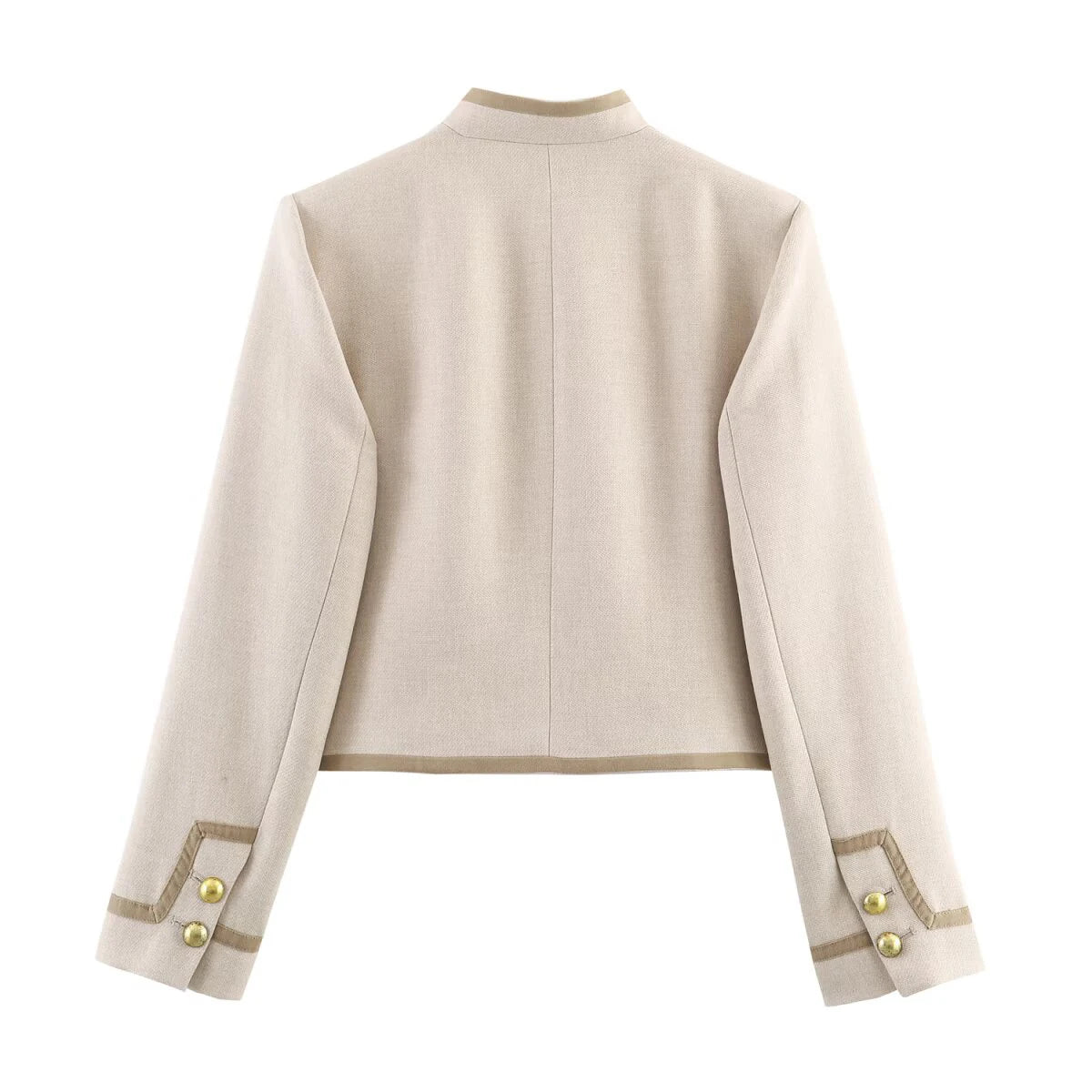 2025 winter new women's casual temperament simple long sleeved padded shoulder rope buttoned jacket