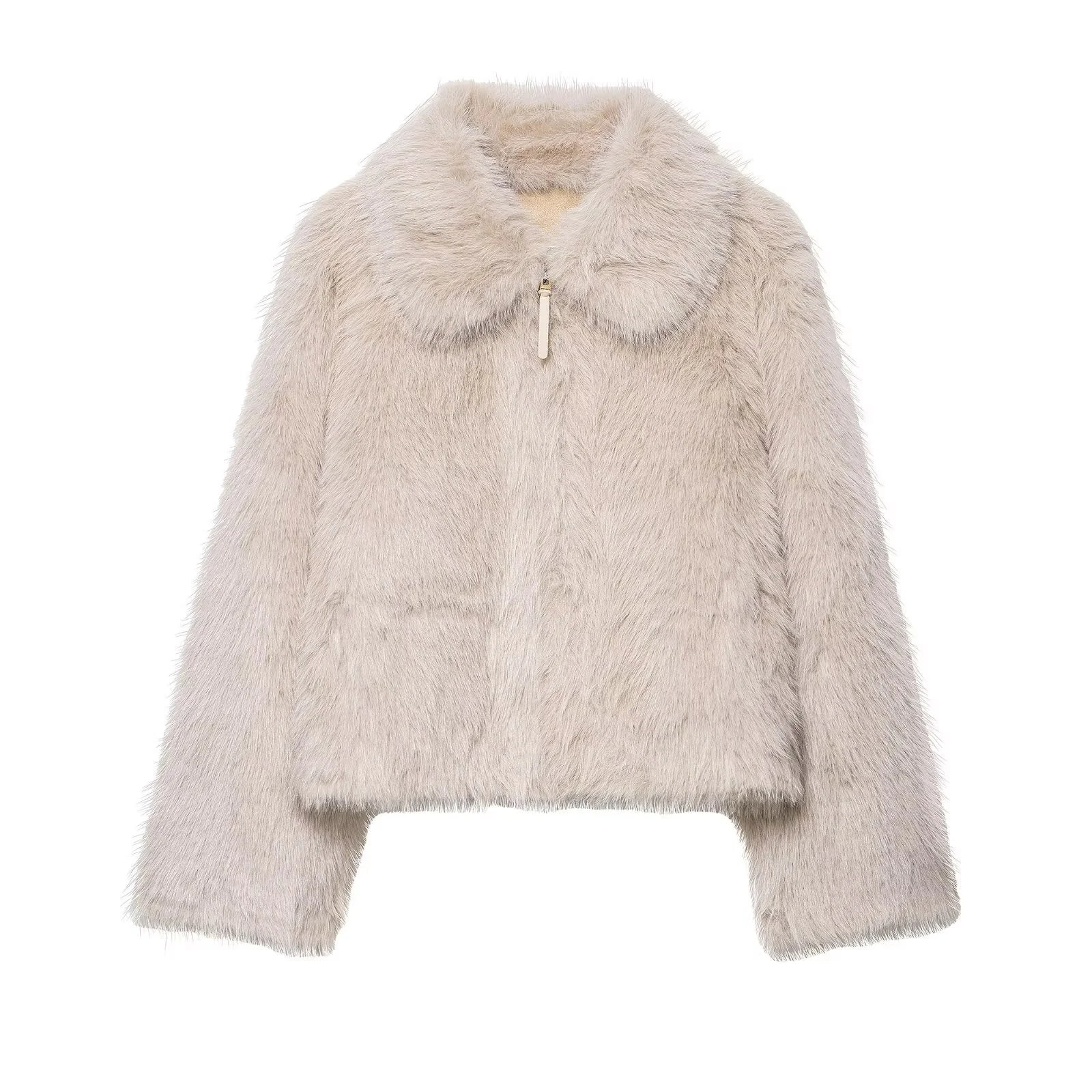 2025 Autumn New Product Women's Wear High End Flip Collar Loose Double sided Artificial Wool Effect Jacket and Coat