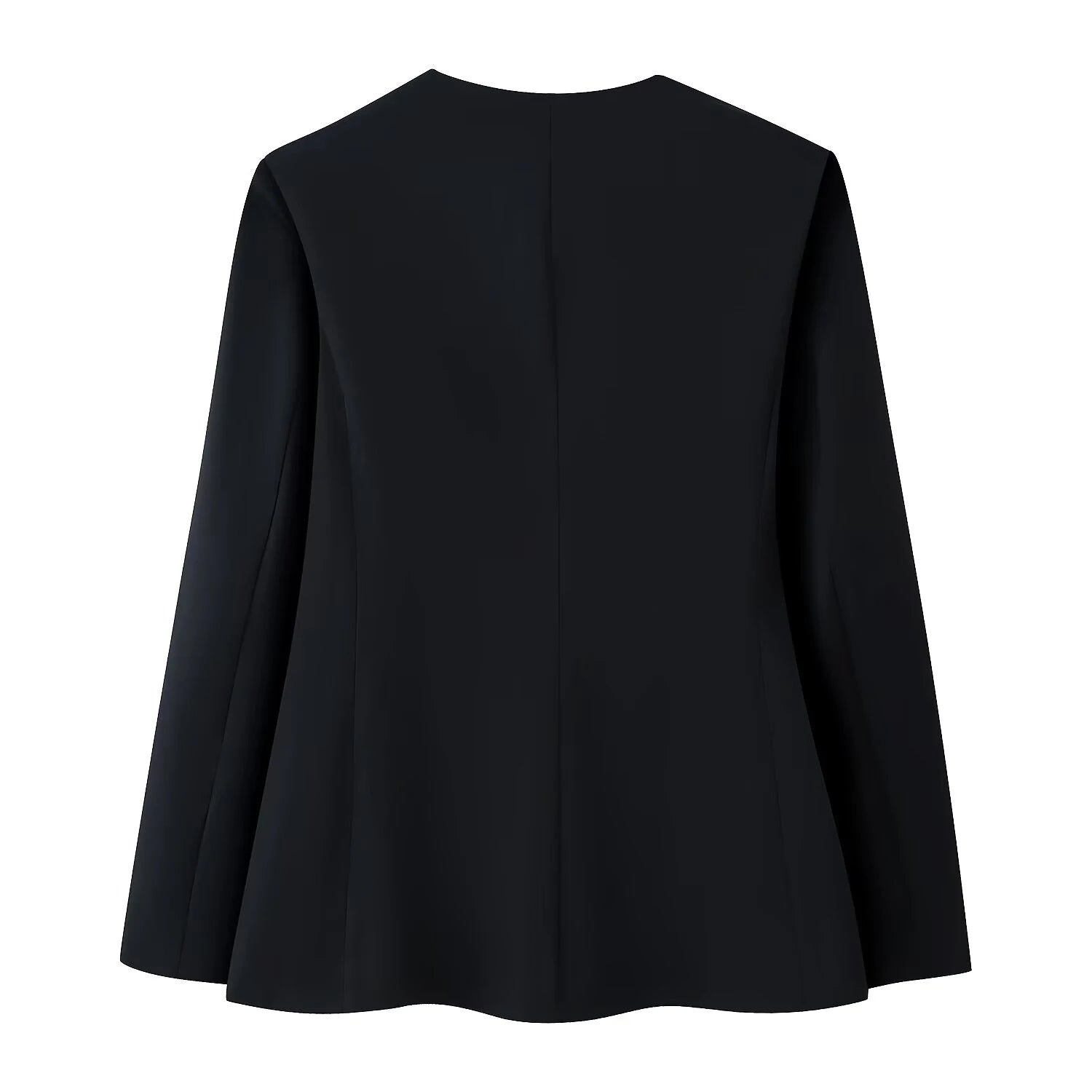 Spring new women's V-neck bubble long sleeved jacket with one button decoration, waist cinching and slimming suit jacket jacket