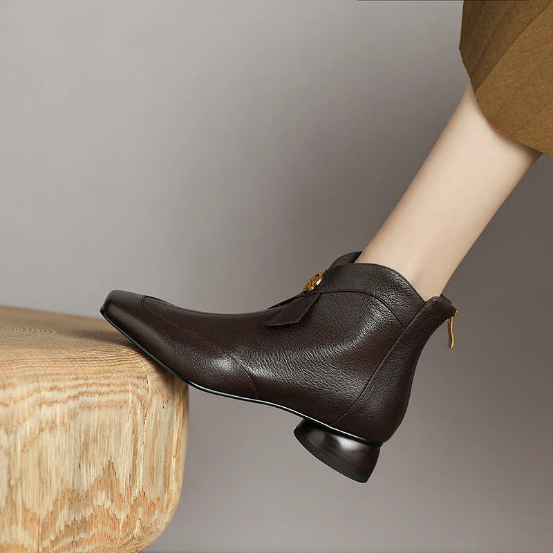 Women's sheepskin bowtie decoration back zip flats autumn ankle boots high quality soft comfortable casual 34-41