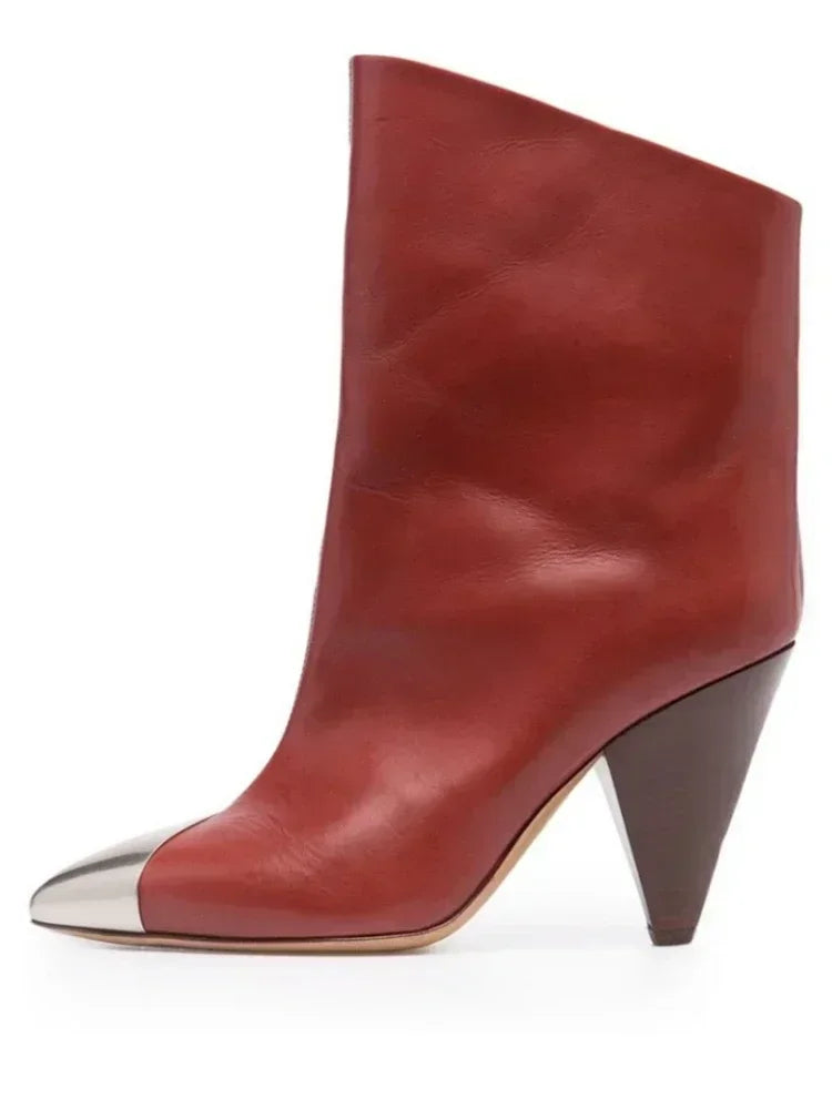 2026 European and American New Pointed Women's Short Boots with Conical High Heels Fashion 34-45 Size Large Women's Long Boots