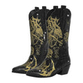 Women Rhinestone Handmade Mid-calf Western Boots