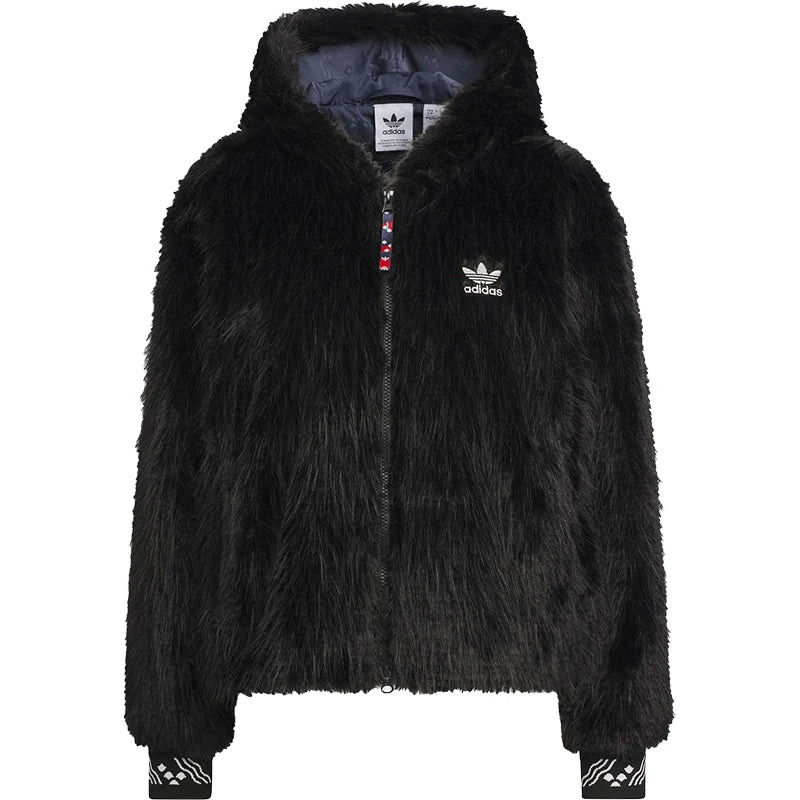 Adidas Official Authentic Three Stripes Women's Faux Fur Sports Fashion Jacket IX4226