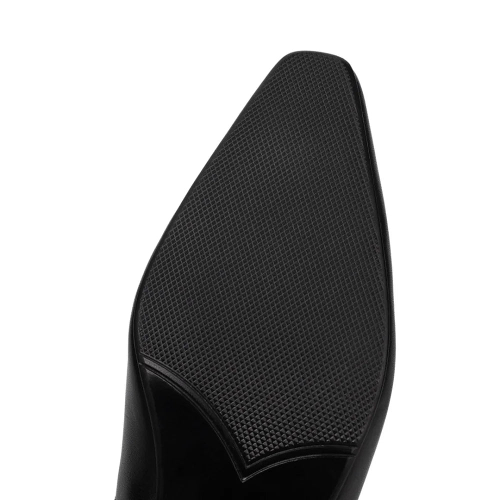 Comfort Middle Heel Genuine Cowhide Shoes Waiter Airline Crew Shopping Trainman Attendant Office Worker 34-40