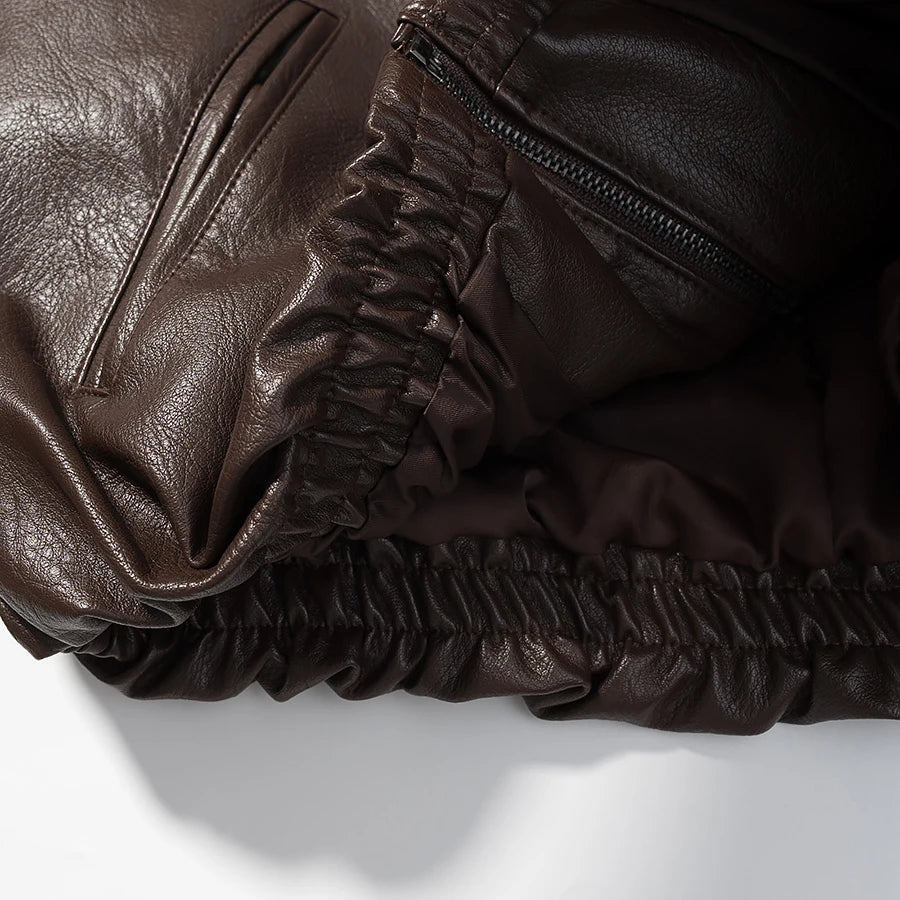 2025 Autumn/Winter New Women's Fashion Style Collar Zipper Long Sleeve Imitation Leather Coat