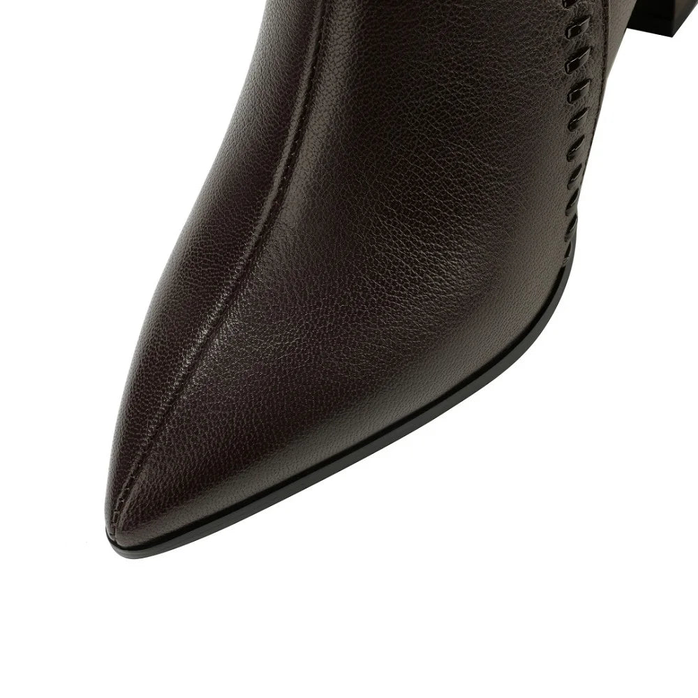 Retro Handmade Genuine Leather Boots Women's Pointed Head Soft Bot Commuter Comfortable Faionable Footwear 33-41