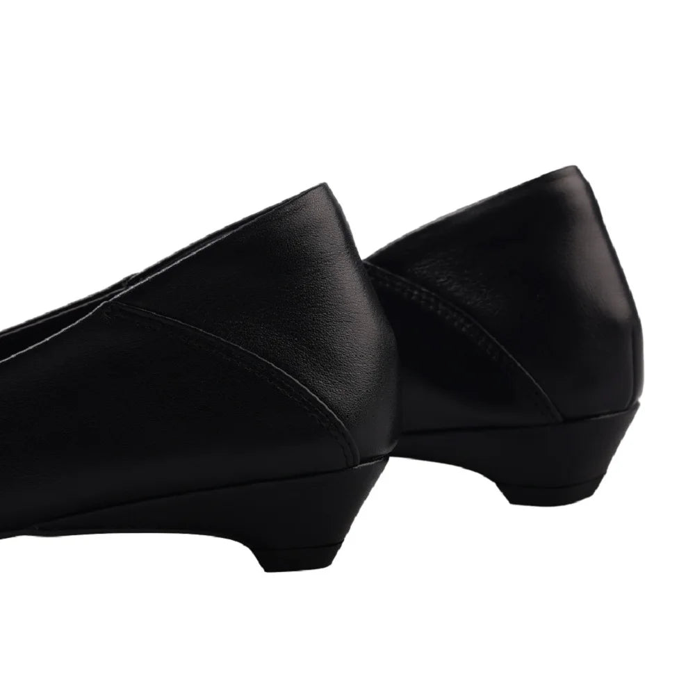 Elegant Handmade Genuine Leather Pointed Toe Mid Hells Bottom Women's Commute Comfortable Professional Shoe 34-40
