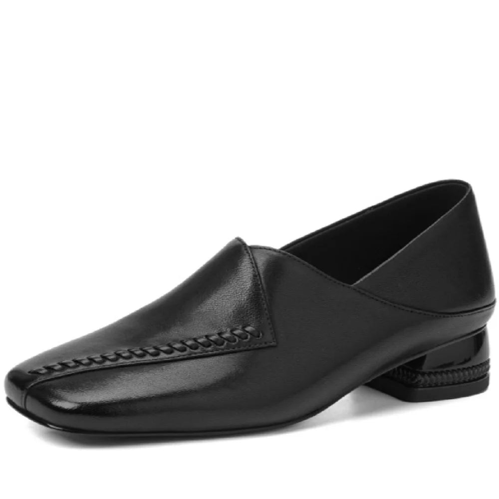 women's Handmade Genuine leather square toe Mid high quality soft comfort casual 34-40