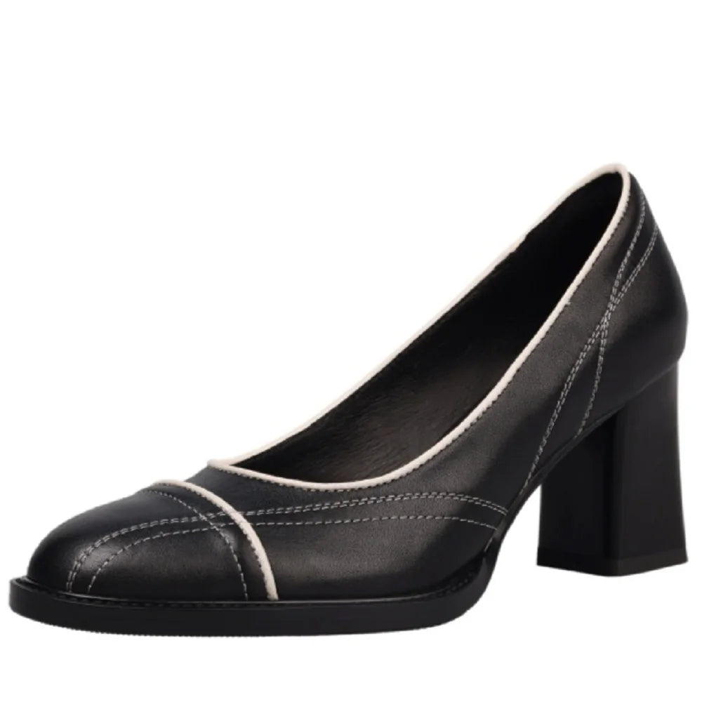 New Handmade Genuine Leather Soft and comfortable Design Ladies Slim Dress Shoes Heel Vintage Single Shoes