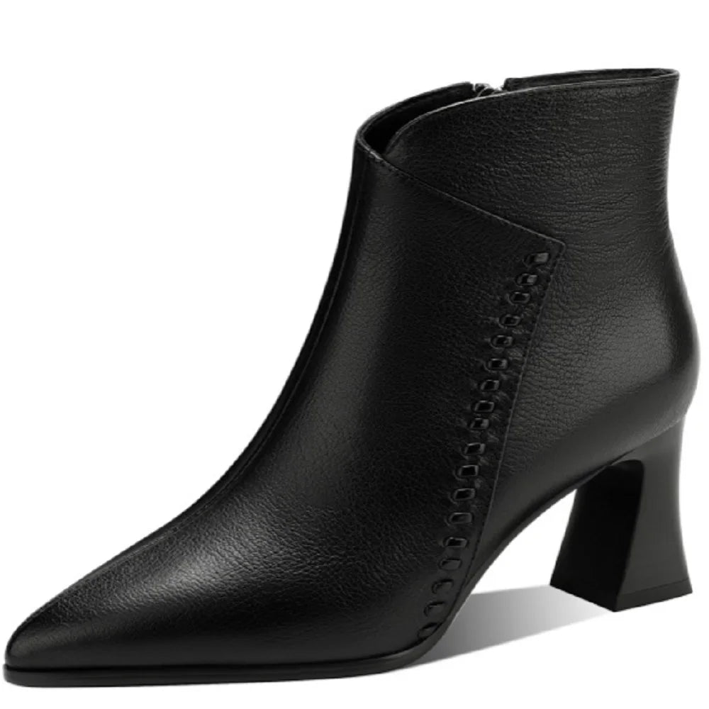 Retro Handmade Genuine Leather Boots Women's Pointed Head Soft Bot Commuter Comfortable Faionable Footwear 33-41