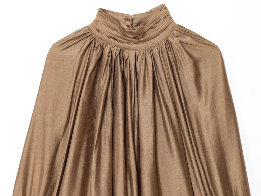 2025 Autumn New Women's Clothing European and American Style Fashion Personalized Temperament Versatile Hanging Fold Top