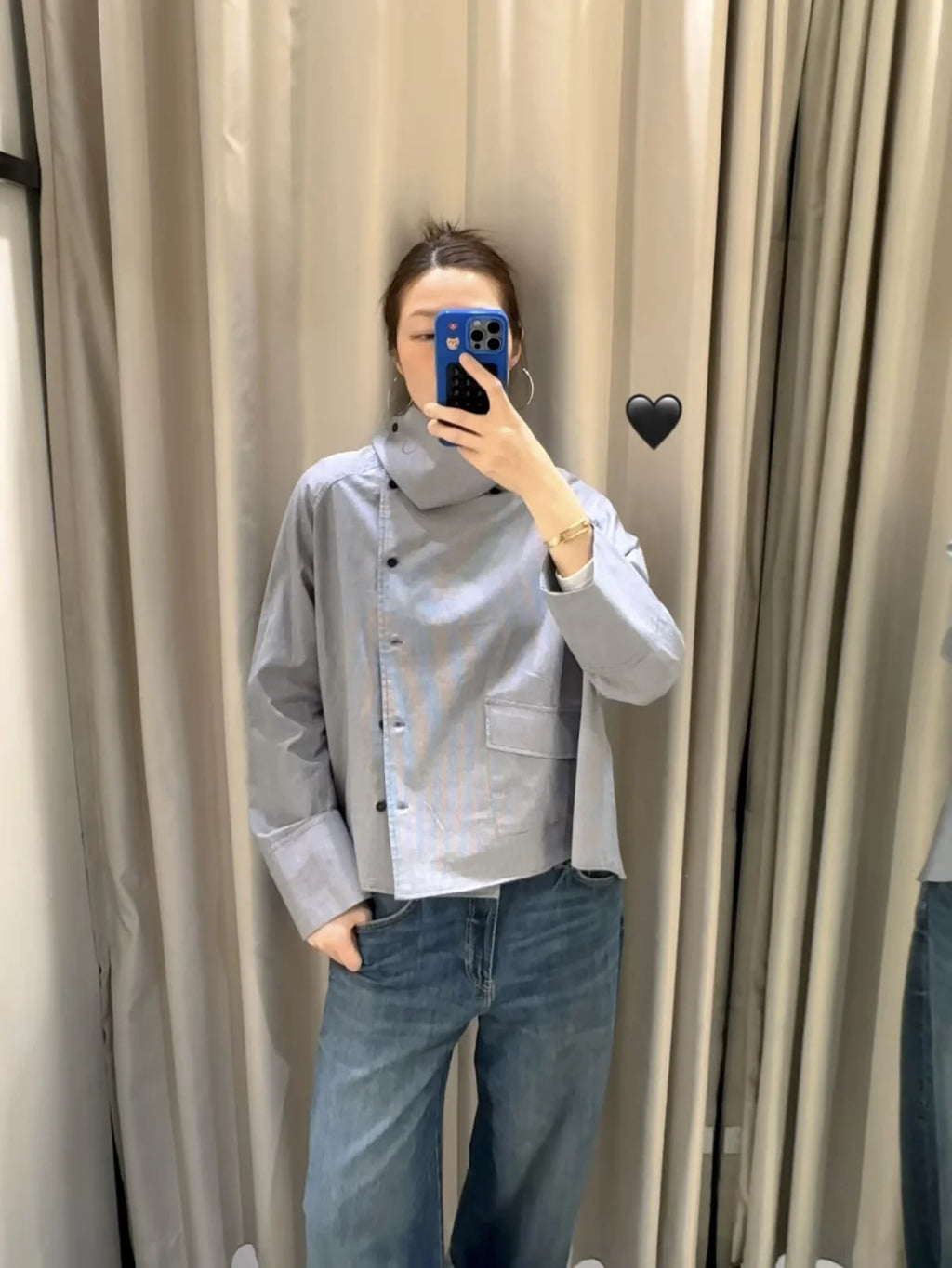 2026 New Women's Designer Cotton High Neck Shirt Jacket Oversized Long Sleeve Minimalist Style Outerwear Top