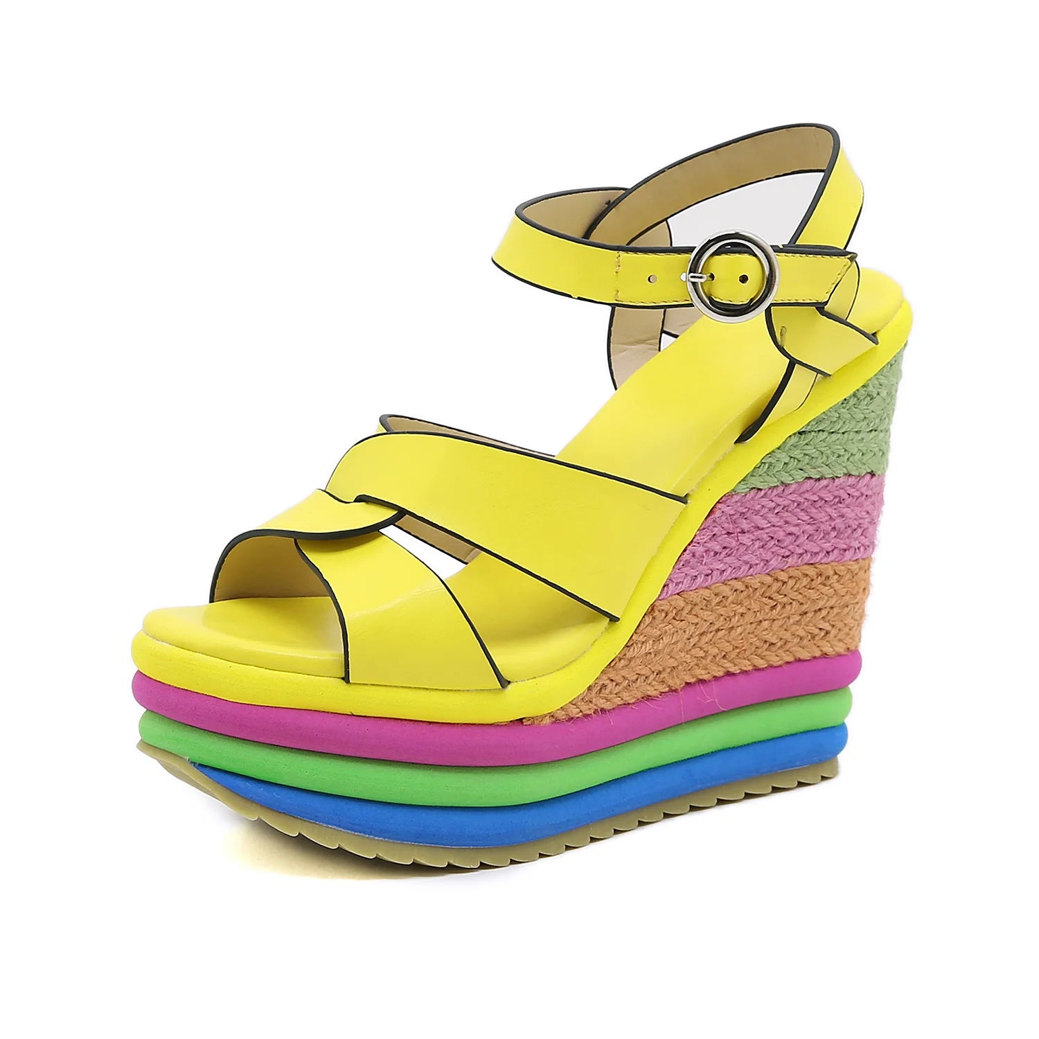 Women Shoes Plus Size 34-43 Summer 2026 Elegant Wedge Ankle Buckle High Heel Pumps Sandals Comfortable Platform Shoes