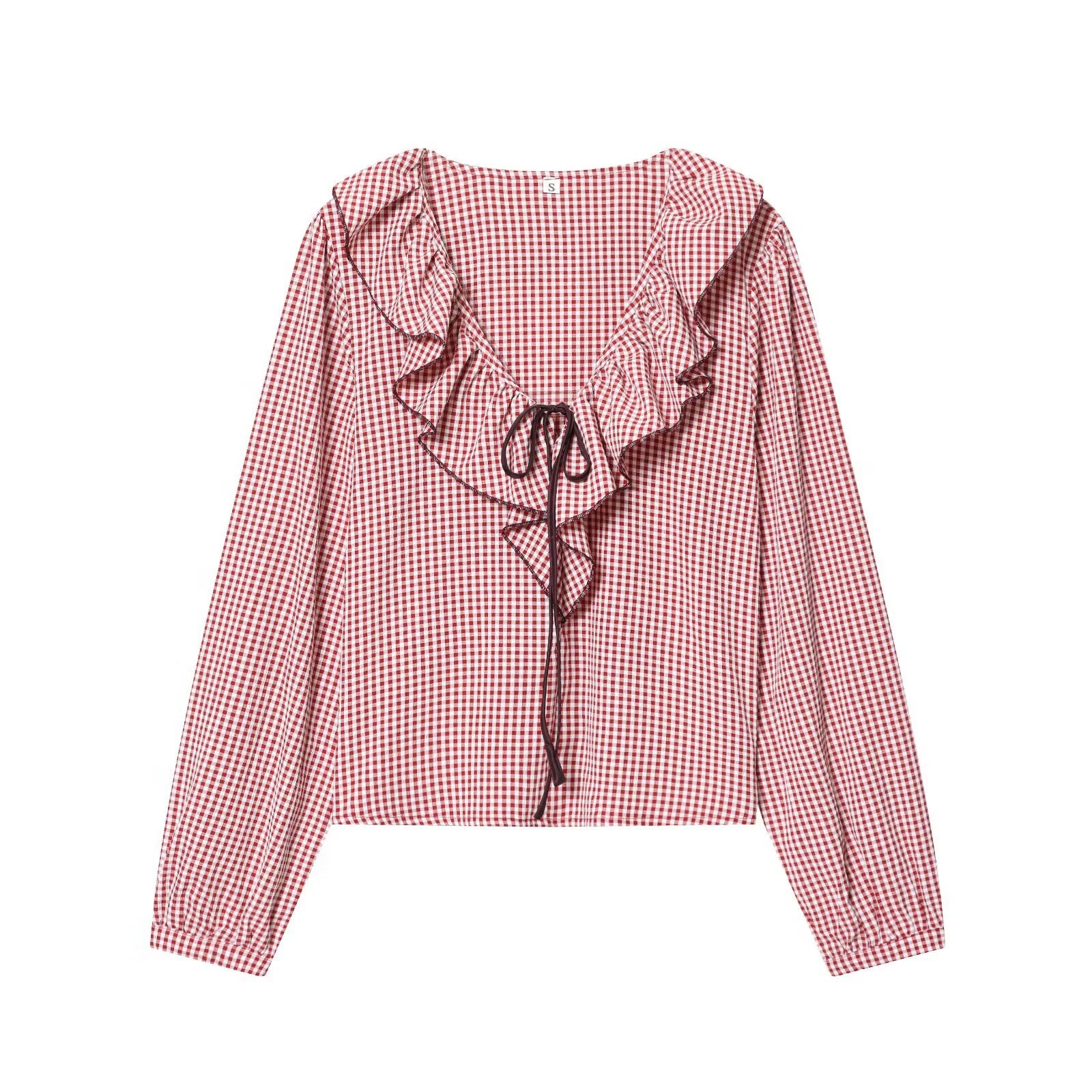 2025 Autumn New Women's Clothing European and American Style Fashion Temperament Small Grid Layered Decorative Shirt