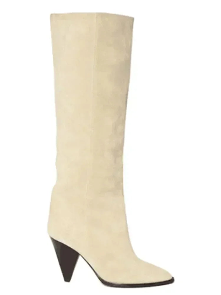 2026 European and American New Pointed Women's Short Boots with Conical High Heels Fashion 34-45 Size Large Women's Long Boots