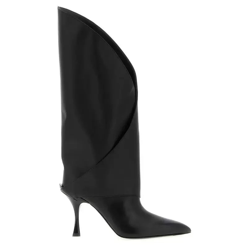 2026 Women's Slim Fit High Heels, Black Pointed Boots, Fashion Show Party Women's Knee High Boots