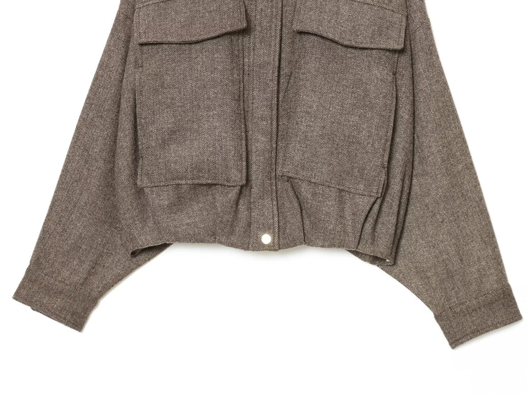 European and American 2025 Winter New Women's Loose Casual Long Sleeve Herringbone Pilot Jacket Coat