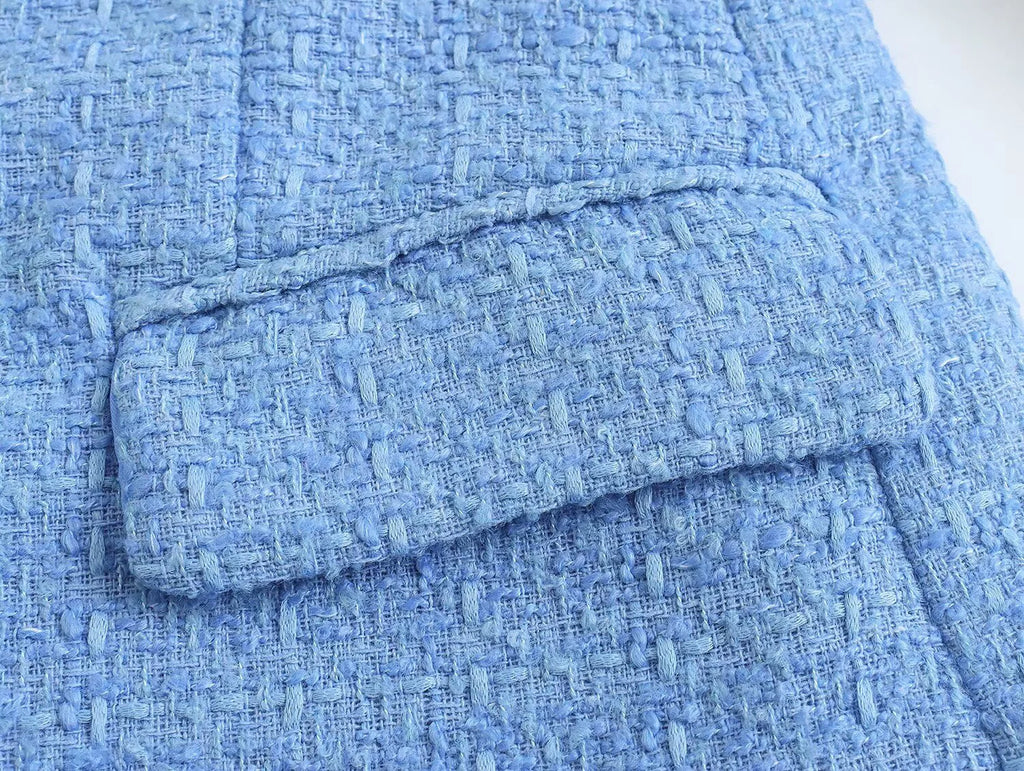 Women's Fashion Spring And Autumn Double Breasted Checkered Suit Jacket Retro Long Sleeved Pocket Suit Jacket