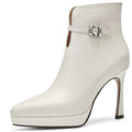 Handmade Genuine Leather Brand Ankle Boots For Women Platform Fashion Elegant High Heel Short Boot Zipper shoes