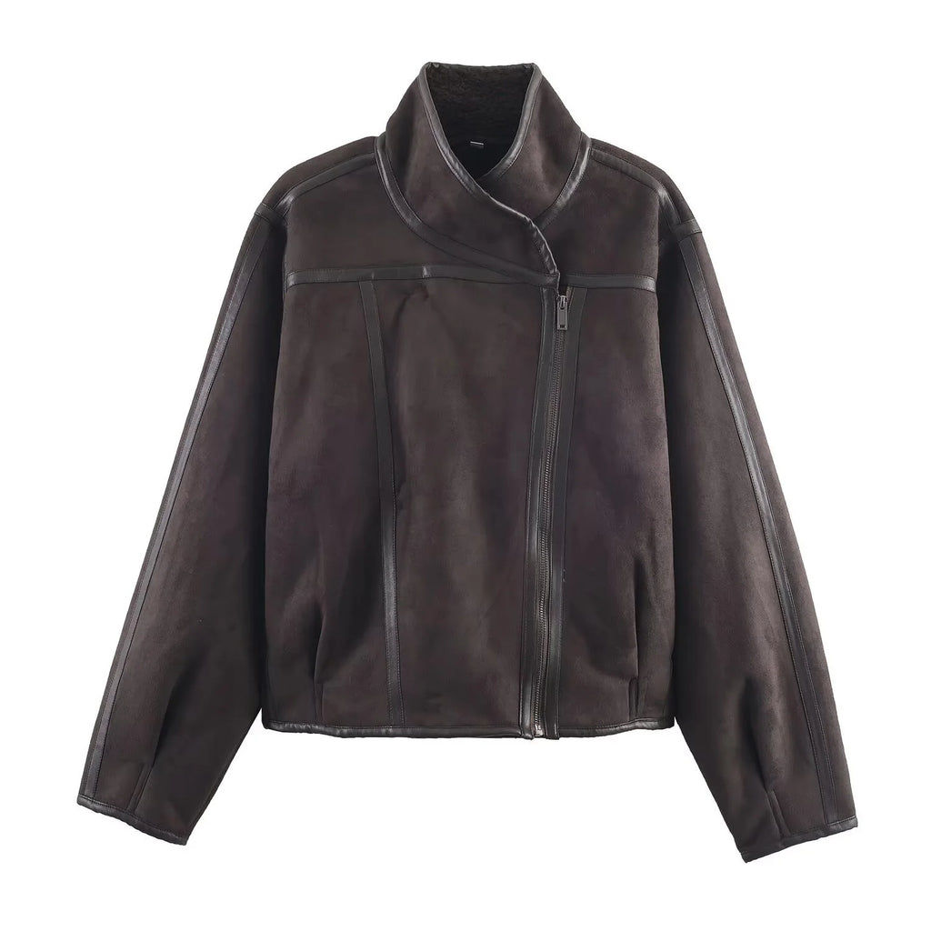 2025 Winter New Product Women's Clothing American Retro Fur One Piece High Collar Long Sleeve Double sided Jacket Coat