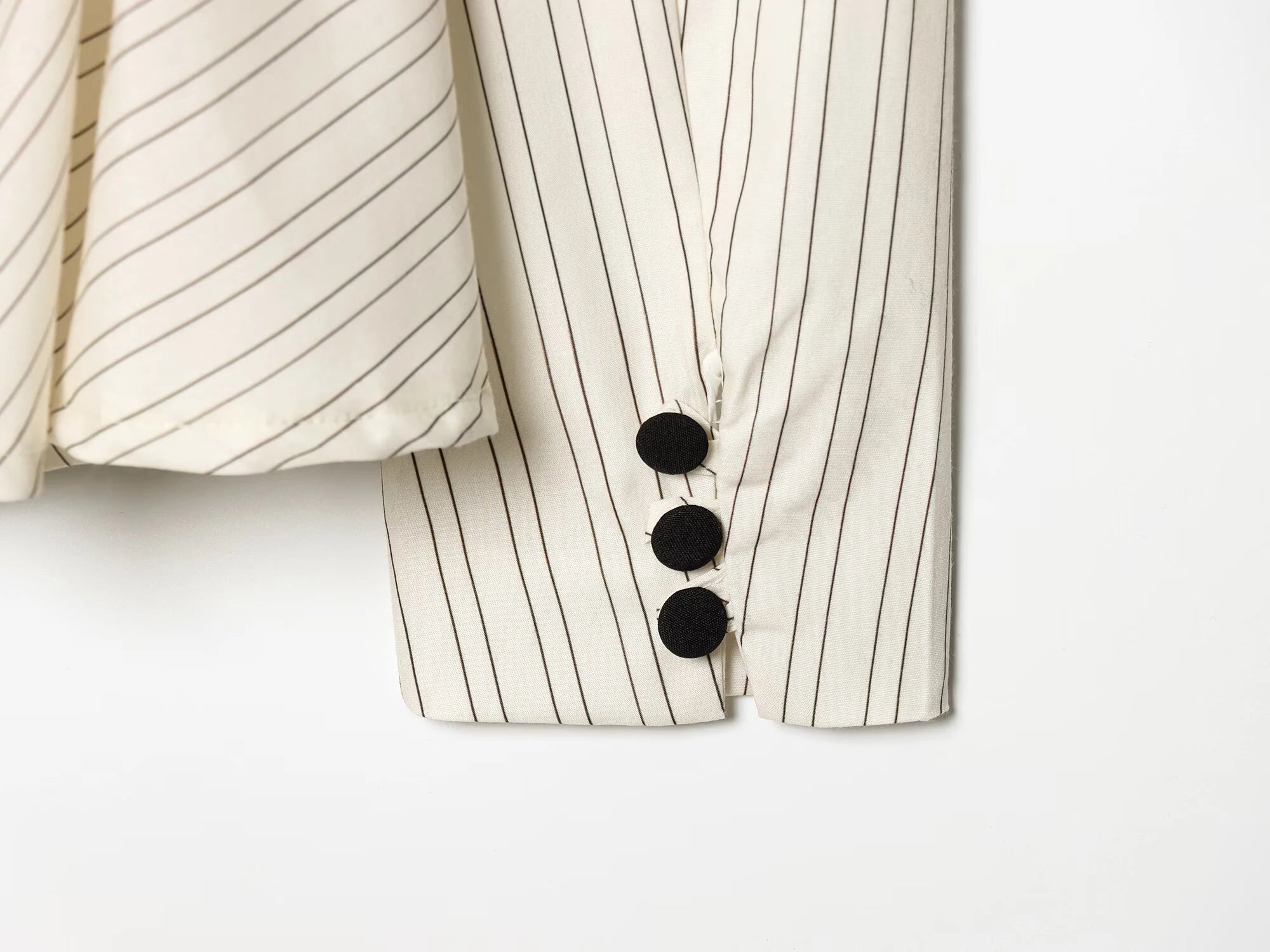 European and American style women's clothing new long sleeved striped short skirt hem suit jacket