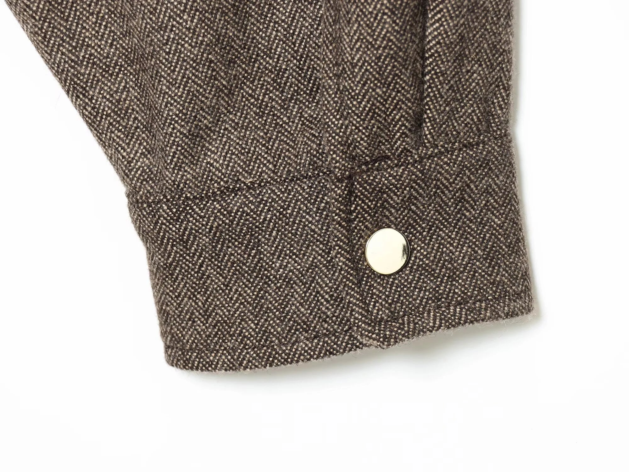 European and American 2025 Winter New Women's Loose Casual Long Sleeve Herringbone Pilot Jacket Coat