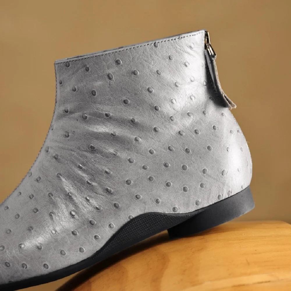 New Women Handmade Genuine Leather Soft comfortable Square Toe Low Heel Shoes Back Zipper Ankle Boot Modern 34-40