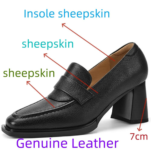 Handmade Genuine leather loafer chunky women comfort office lady casual outdoor sneaker old style street 34-40
