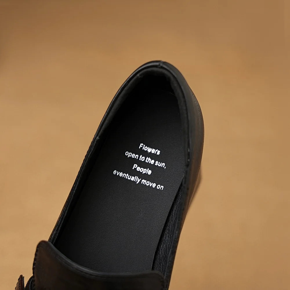 Handmade Genuine Leather Women's Retro Pumps Spring/Autumn Comfortable Shoes for Office or Daily Wear 34-40