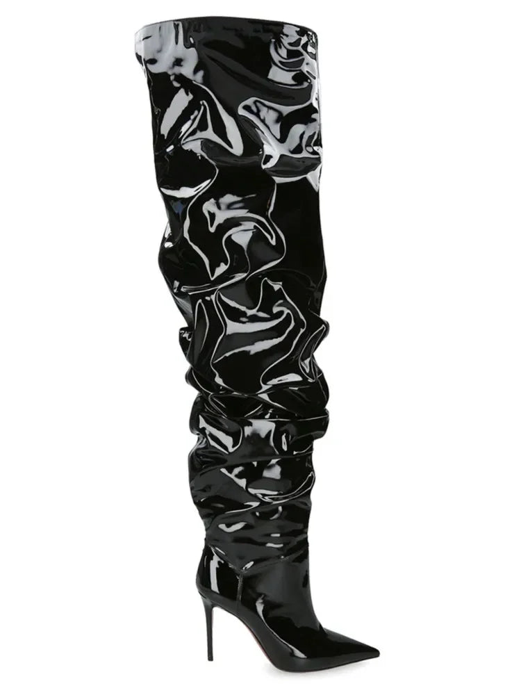 Fashion Pointed High Heels Thigh Boots Autumn and Winter Sexy Over The Knee Suede Women's Pile Boots