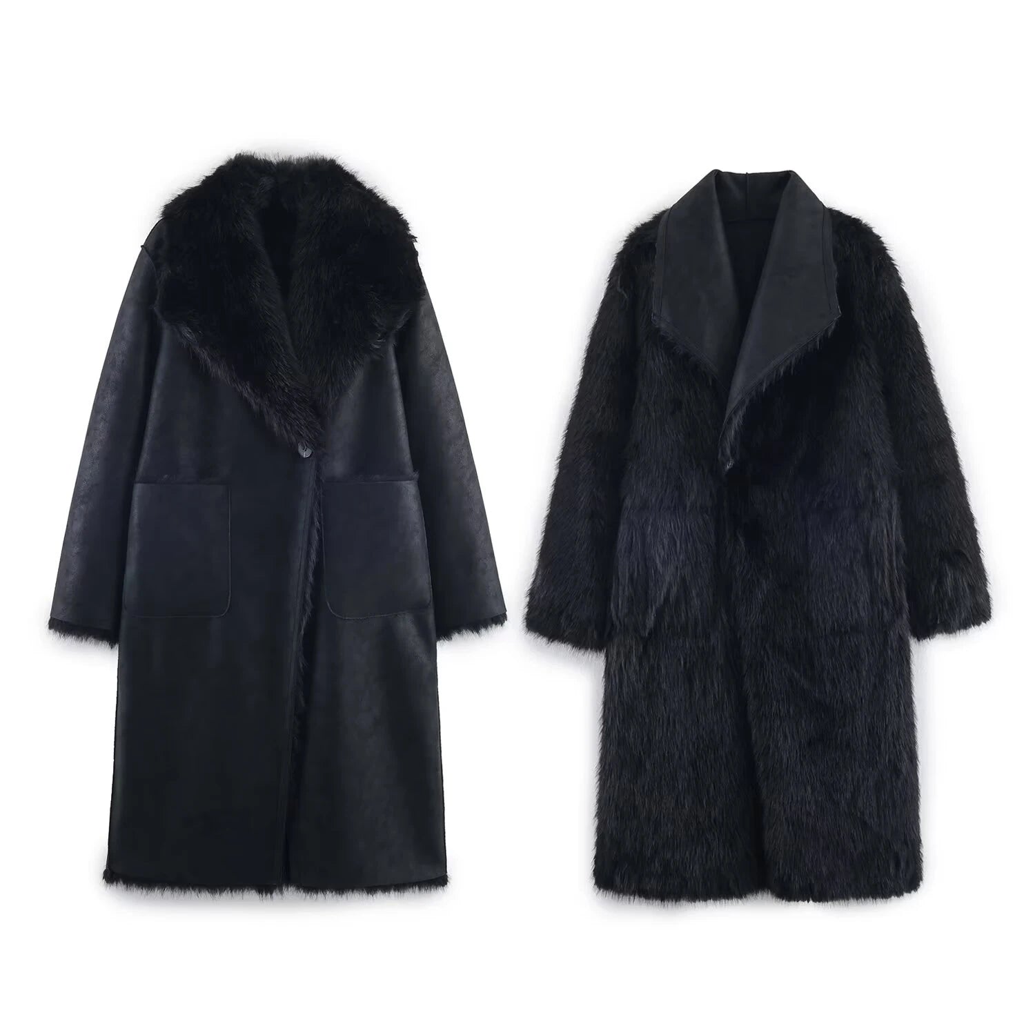 European and American style autumn new style loose double-sided double-sided wearing artificial fur effect coat jacket