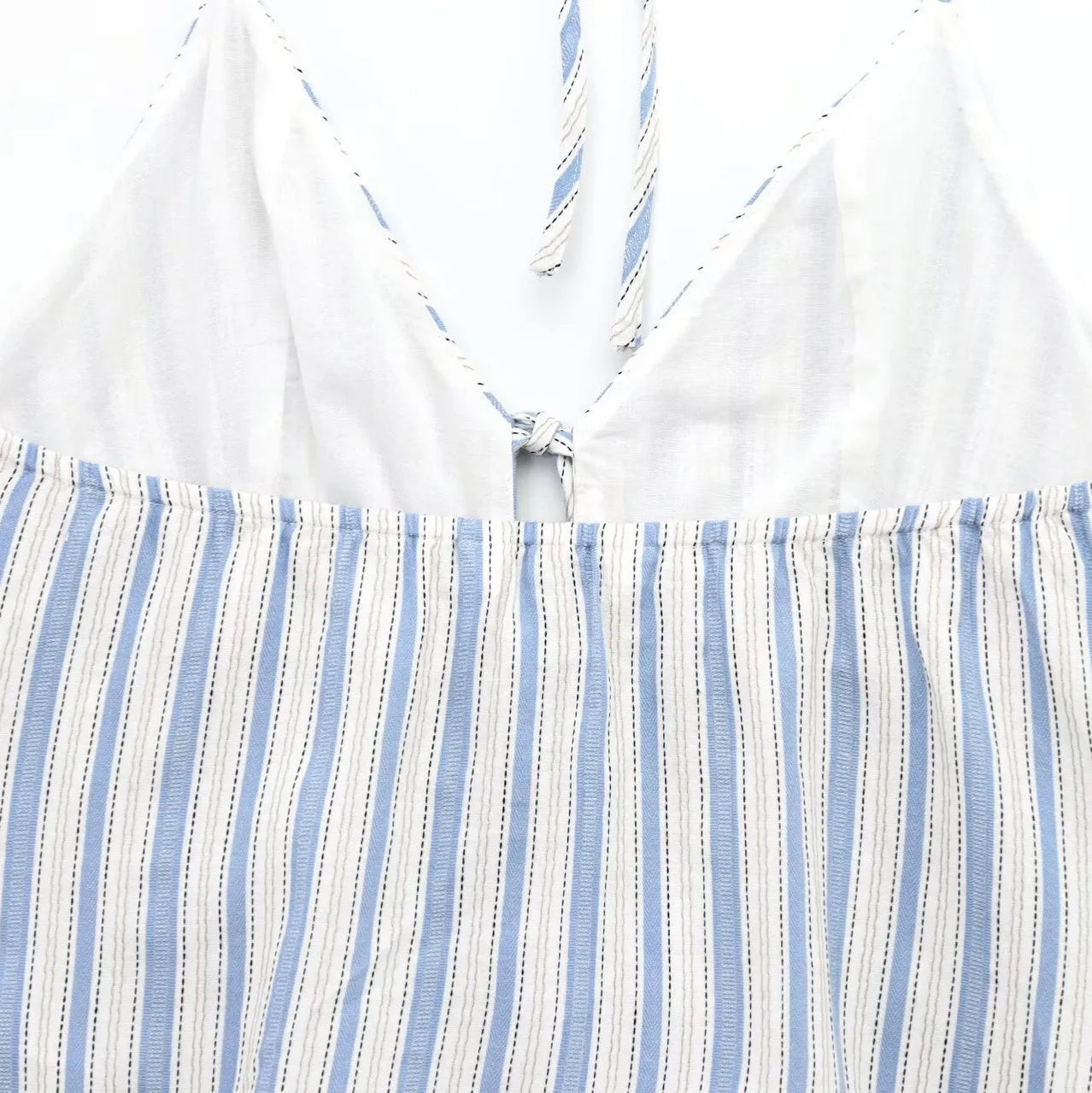 Women's Summer Lace Up V Neck Sleeveless Stripe Tank Top Lady High Street Holiday Sexy Halter Neck Short Camis Top