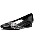 new women Handmade Genuine leather Soft and comfortable Serpentine stitching square toe Mid heel shoes 34-40